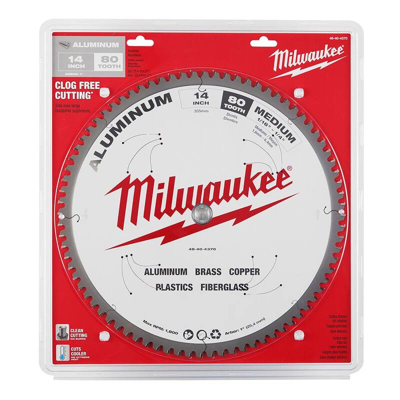 Milwaukee 14 pulgadas x 80 dientes de carburo Hoja de sierra circular para cortar aluminio - 48-40-4370