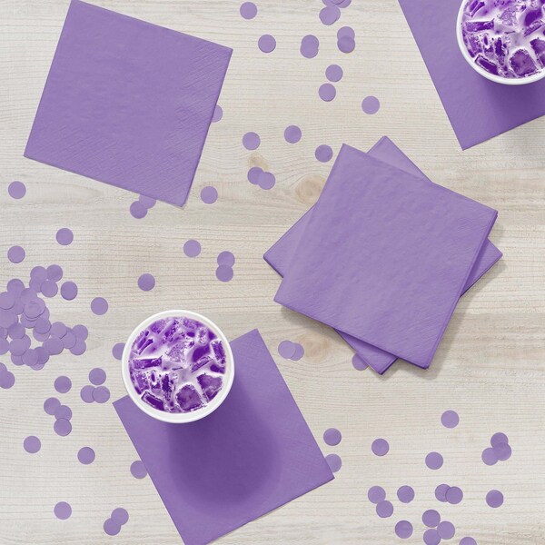 Touch Of Color Luscious Lavender Purple Beverage Napkins, 5"x5", 600PK - 139186154