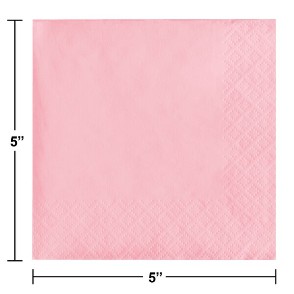 Touch Of Color Classic Pink Beverage Napkins, 5"x5", 600PK - 139190154
