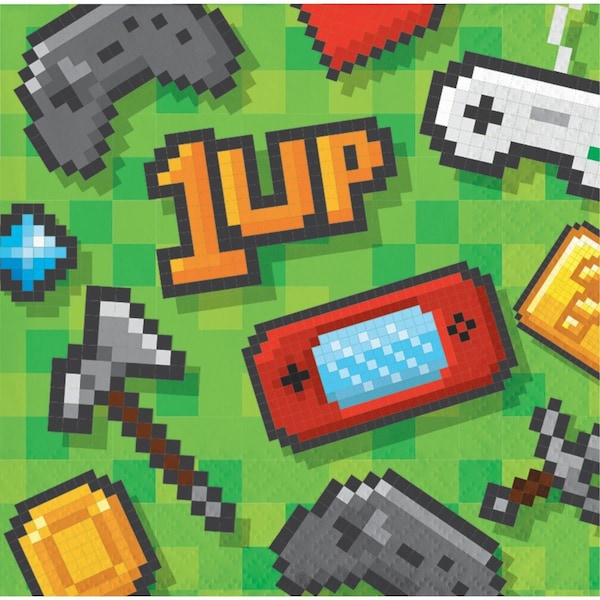 Omg 1 in. Video Game Party Beverage Napkins, 16PK - OM3524099