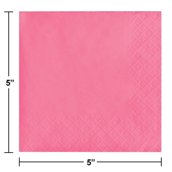 Touch Of Color Candy Pink Beverage Napkins 3 ply, 5"x5", 500PK - 573042B