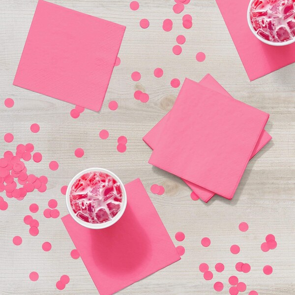 Touch Of Color Candy Pink Beverage Napkins 3 ply, 5"x5", 500PK - 573042B