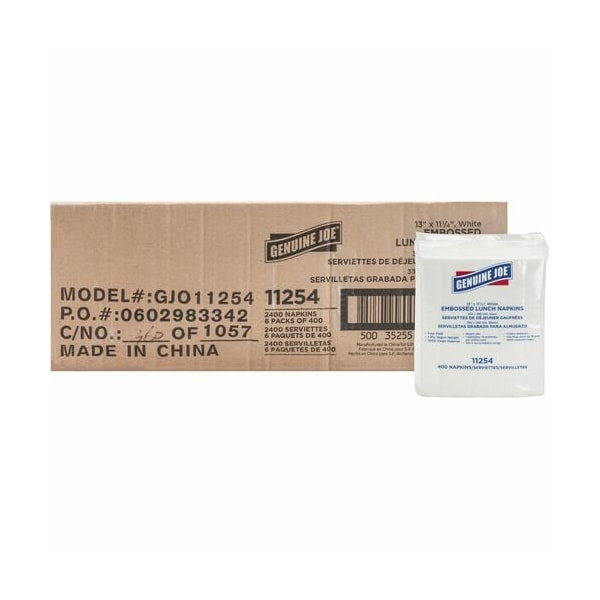 Genuine Joe Genuine Joe Luncheon Napkins, 1-Ply, 13inx11-1/4in, WE, 6PK - GJO11254CT