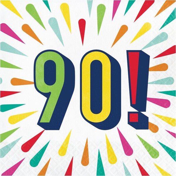 Omg 6.5 x 6.5 in. Birthday Burst 90 Luncheon 1 by 4 Fold 2-Ply Tissue Napkins, 192PK - OM3517160