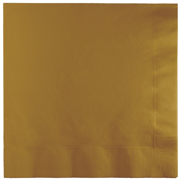 Touch Of Color Glittering Gold Dinner Napkins 3 ply, 8.5"x8", 250PK - 593276B