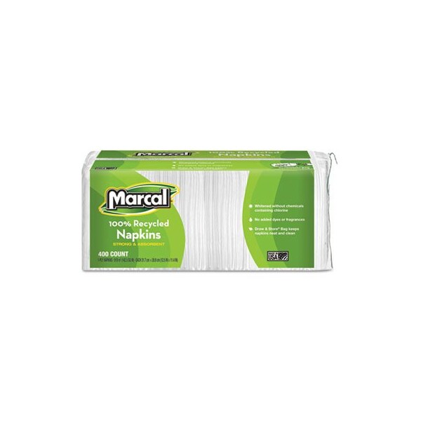 Soundview Marcal, 100% RECYCLED LUNCHEON NAPKINS, 11.4 X 12.5, WHITE, 6PK - 6506
