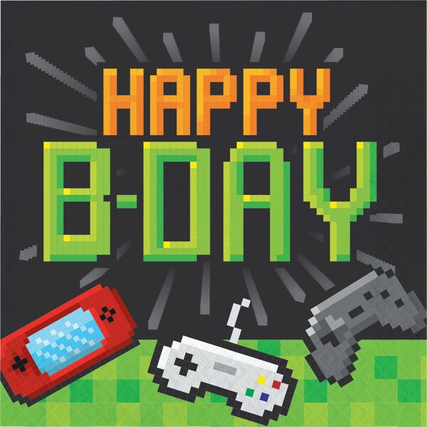 Creative Converting Video Game Party Birthday Napkins, 6.5", 192PK - 336036