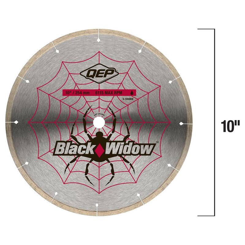 Sierras de baldosas húmedas de 10 pulgadas QEP Black Widow con hoja de diamante micro-segmentada para porcelana, mármol, granito y azulejos cerámicos - 6-1008BW