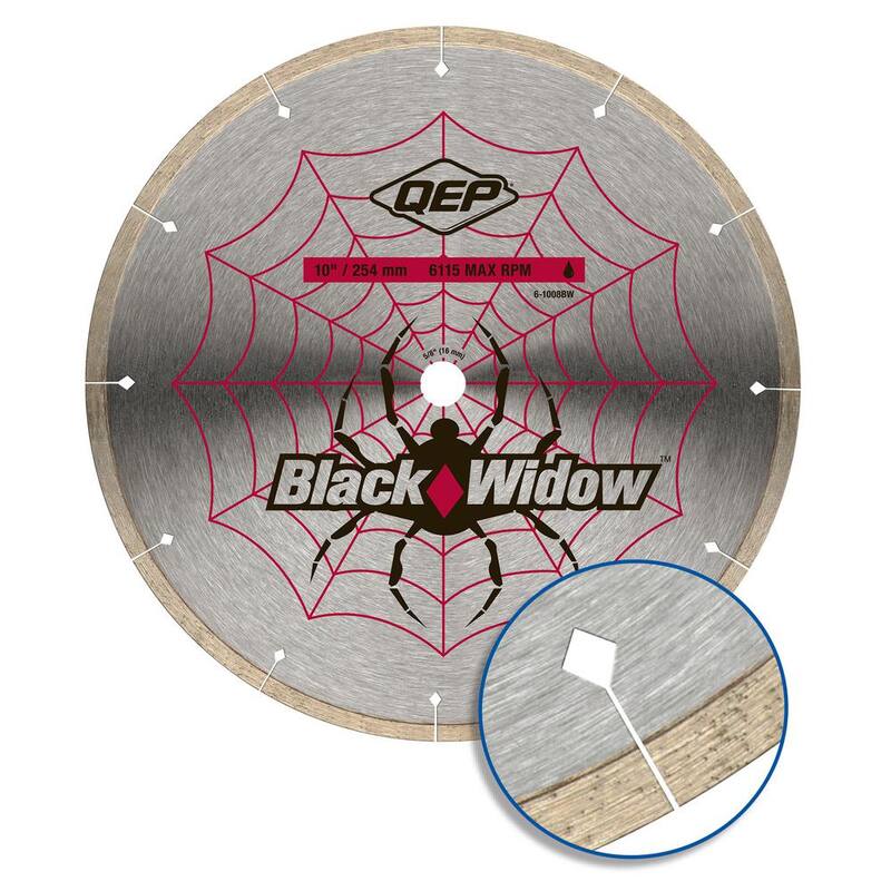 Sierras de baldosas húmedas de 10 pulgadas QEP Black Widow con hoja de diamante micro-segmentada para porcelana, mármol, granito y azulejos cerámicos - 6-1008BW