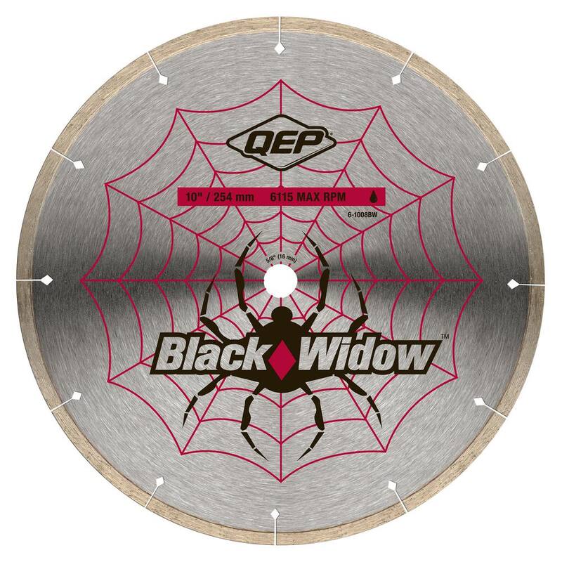 Sierras de baldosas húmedas de 10 pulgadas QEP Black Widow con hoja de diamante micro-segmentada para porcelana, mármol, granito y azulejos cerámicos - 6-1008BW