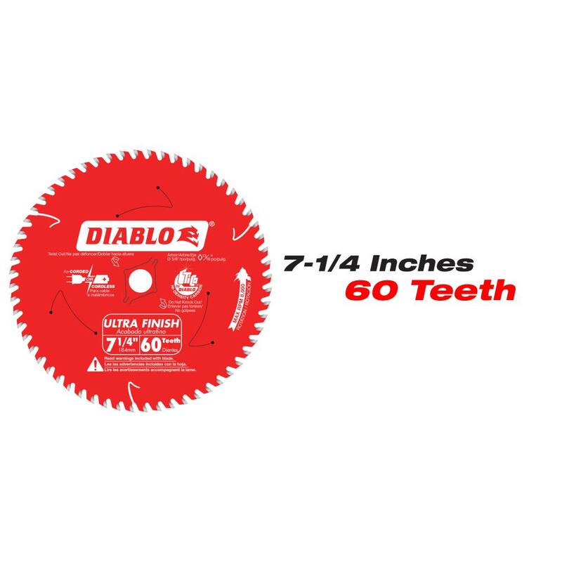 Juego de hojas de sierra circular DIABLO 7-1/4" - Punto de seguimiento de 24 dientes para estructuras, 40 dientes para acabados y 60 dientes para acabados finos (3 hojas) - D07244060R3GS