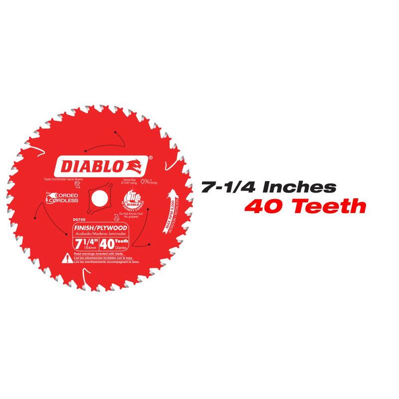 Juego de hojas de sierra circular DIABLO 7-1/4" - Punto de seguimiento de 24 dientes para estructuras, 40 dientes para acabados y 60 dientes para acabados finos (3 hojas) - D07244060R3GS