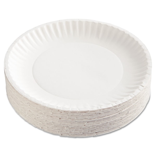 Ajm Packaging Paper Plates, 9" Diameter, White, PK100 - AJM PP9GRAWH PACK