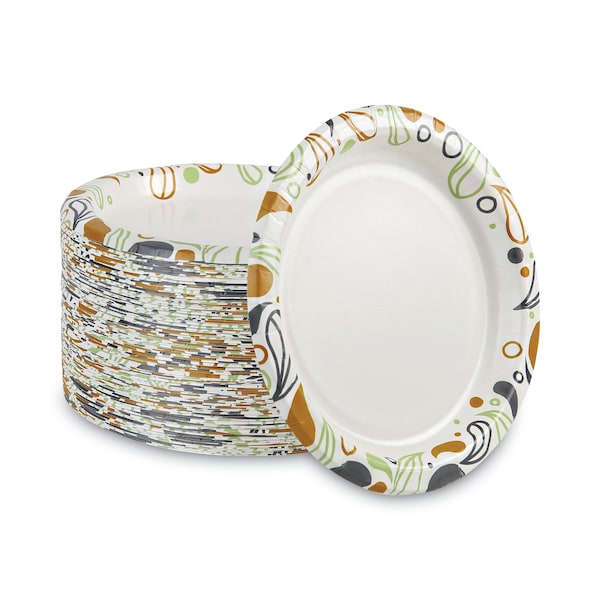 Boardwalk Deerfield Printed Paper Plates, 9" Dia, Coated/Soak Proof, PK1000 - BWKDEER9PLT