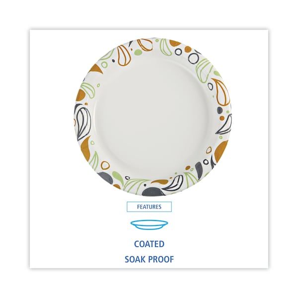 Boardwalk Deerfield Printed Paper Plates, 9" Dia, Coated/Soak Proof, PK1000 - BWKDEER9PLT