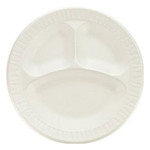 Dart Foam, Plate, Round, 10", White, PK500 - 10PWC