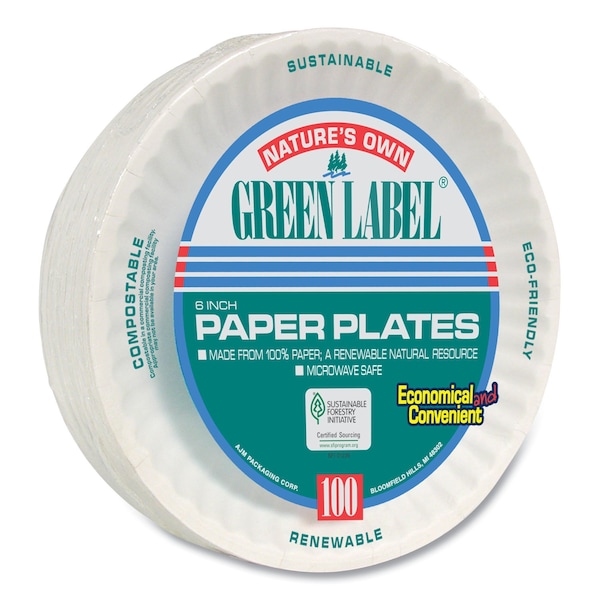 Ajm Packaging Paper Plate, 6", White, PK1000 - 40111
