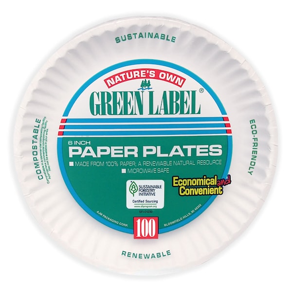 Ajm Packaging Paper Plate, 6", White, PK1000 - 40111