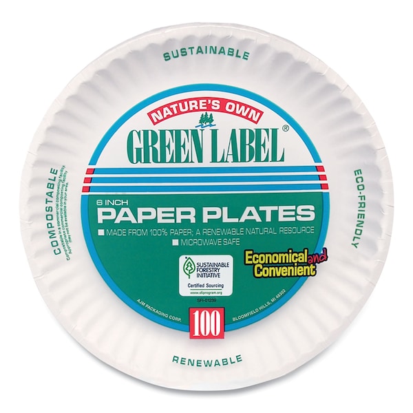 Ajm Packaging Paper Plate, 6", White, PK1000 - 40111