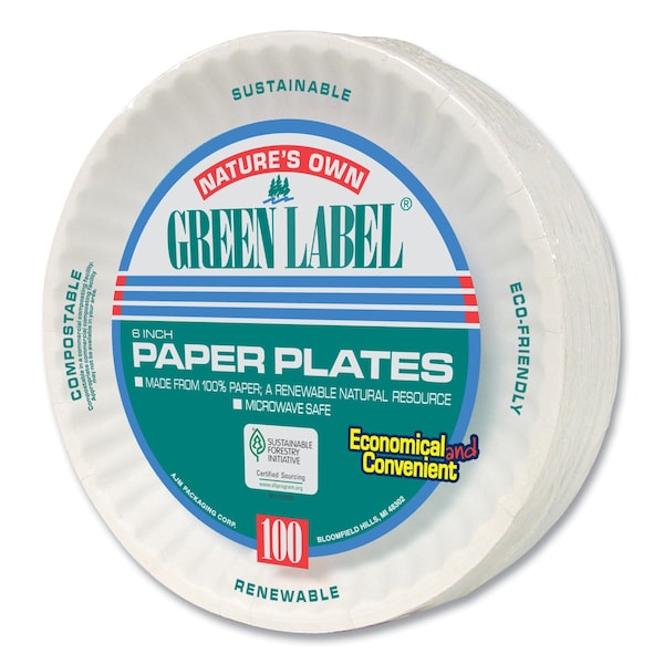Ajm Packaging Paper Plate, 6", White, PK1000 - 40111
