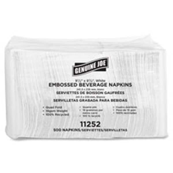 Genuine Joe Beverage Napkins, Quad Fold, 9.5 in. x 9.25 in., 4000-CT, WE - GE463996