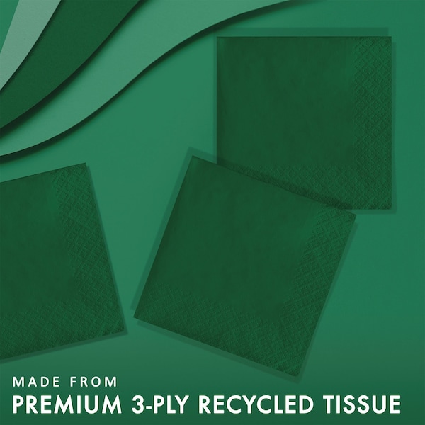 Touch Of Color Hunter Green Beverage Napkins 3 ply, 5"x5", 500PK - 573124B