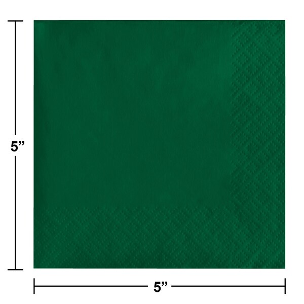Touch Of Color Hunter Green Beverage Napkins 3 ply, 5"x5", 500PK - 573124B