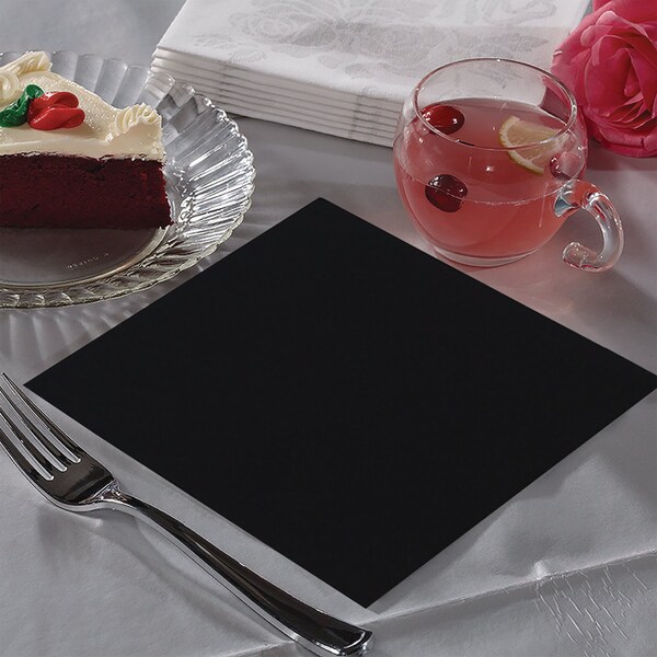 Paterson Beverage Napkins, 1-Ply, 9 x 9, Black, 4000PK - NG04260