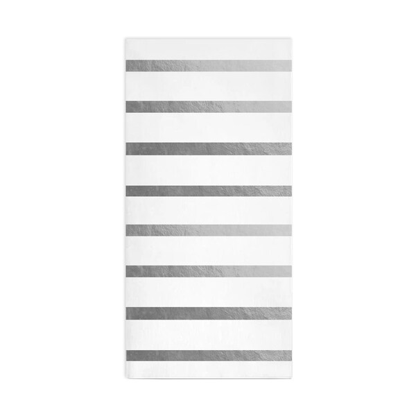 Smarty Had A Party White with Silver Stripes Paper Dinner Napkins 600 Napkins, 600PK - 2195-CASE