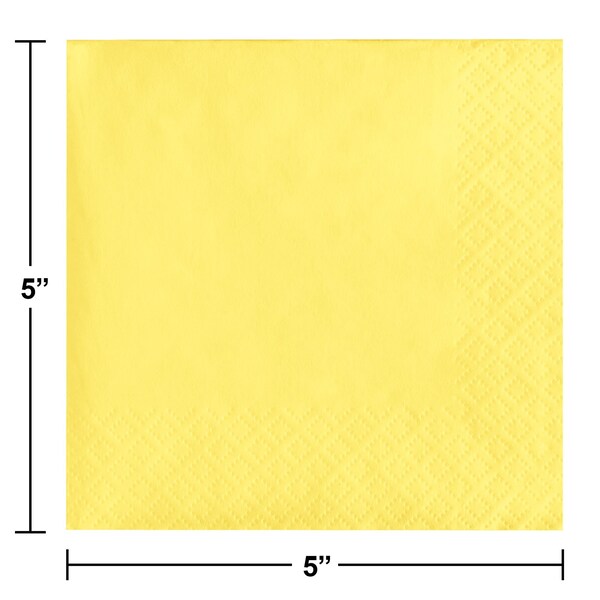 Touch Of Color Mimosa Yellow Beverage Napkins, 5"x5", 600PK - 139180154