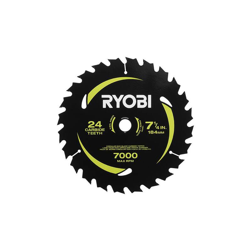 RYOBI 7-1/4 pulgadas x 24 Dientes Hoja de Sierra Circular de Carburo de Bajo Espesor (1 Pieza) - A067101