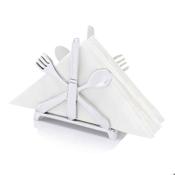 Homeroots 2 x 5.5 x 5.5 in. Buffed Cubiertos Cutlery Napkin Holder - 354753