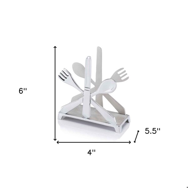 Homeroots 2 x 5.5 x 5.5 in. Buffed Cubiertos Cutlery Napkin Holder - 354753