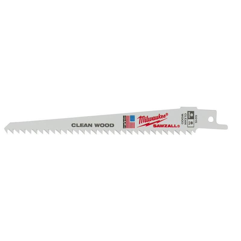 Milwaukee 6 in. 6 TPI Cuchillas de sierra alternativa para madera limpia (paquete de 5) - 48-00-5015