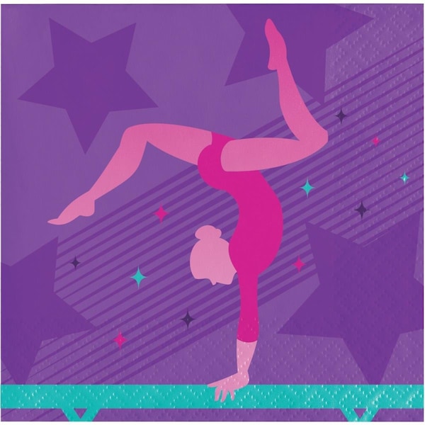 Omg 5 x 5 in. Gymnastics Party Beverage 1 by 4 Fold 2-Ply Tissue Napkins, 192PK - OM3526880