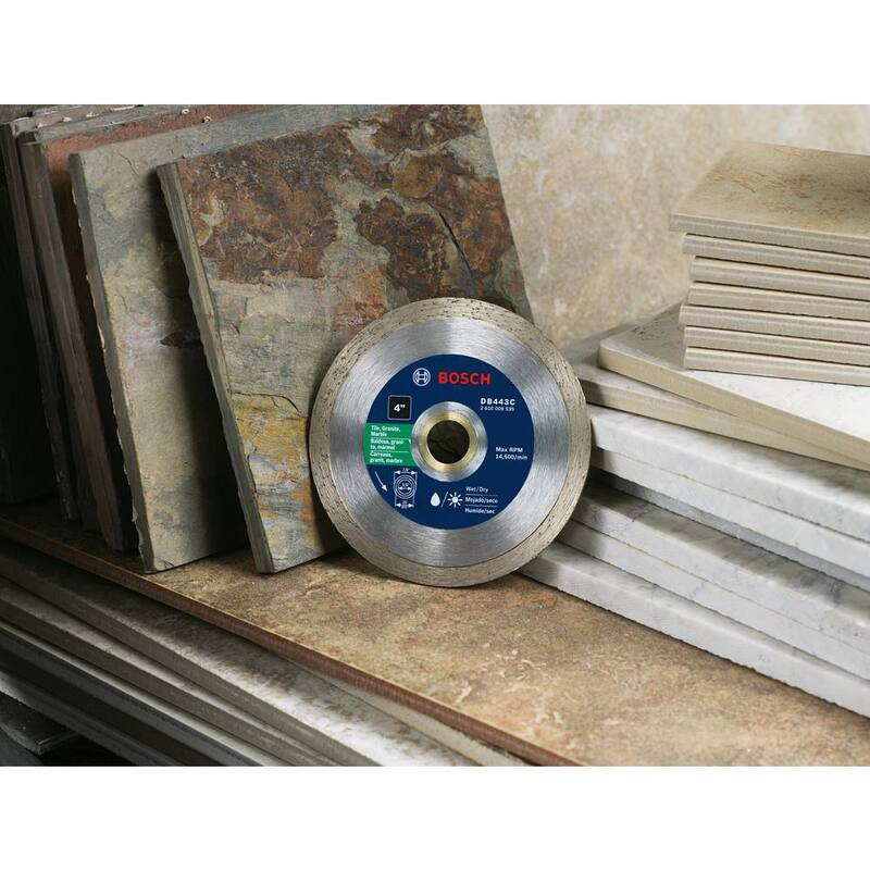 Bosch 4 pulgadas Premium Continuous Rim Diamond Blade para amoladoras pequeñas y cortadoras de azulejos para cortes limpios en materiales de azulejo - DB443C