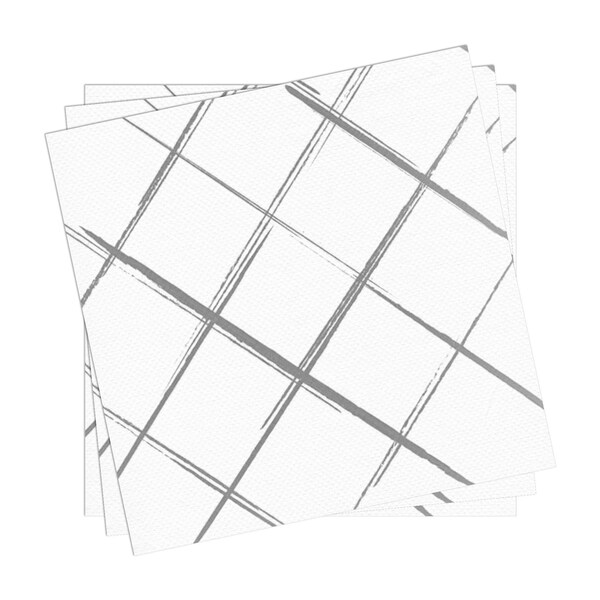 Smarty Had A Party White with Silver Diamond Paper BeverageCocktail Napkins 600 Napkins, 600PK - 2296-CASE
