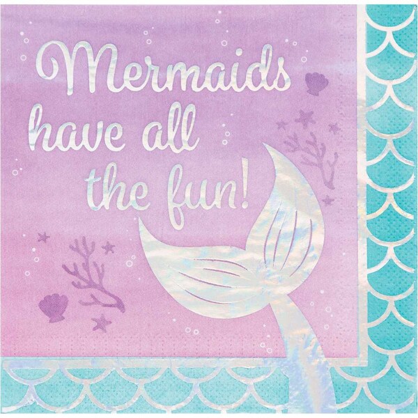 Creative Converting Iridescent Mermaid All The Fun Napkins, 6.5", 192PK - 336717