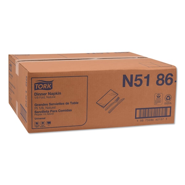 Tork Tork Natural Dinner Napkin, 1/8 Fold 1-ply, 17" x 15", 12 x 250 napkins, N5186 - N5186