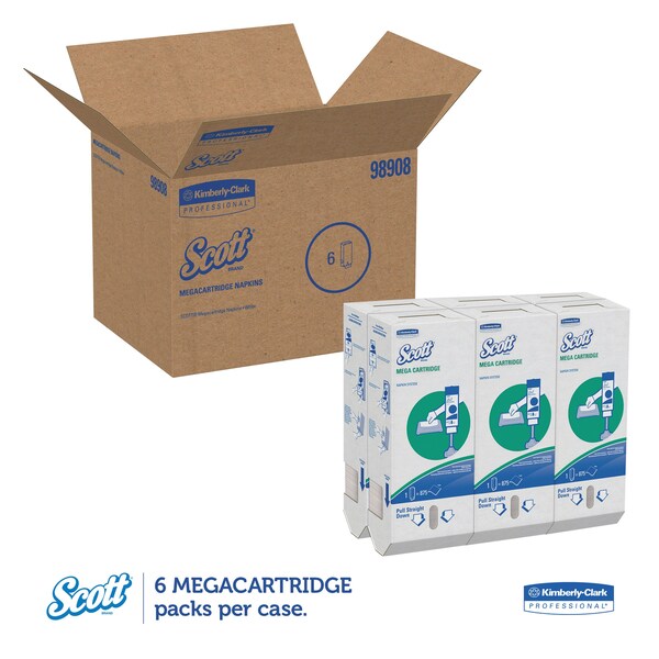 Scott MegaCartridge Napkins, 1-Ply, 8 2/5 x 6 1/2, White, PK5250, 5250PK - 98908