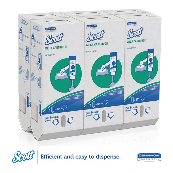 Scott MegaCartridge Napkins, 1-Ply, 8 2/5 x 6 1/2, White, PK5250, 5250PK - 98908