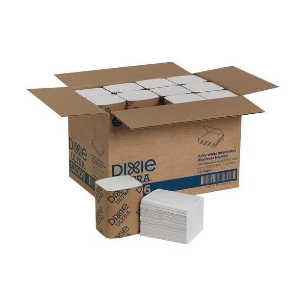 United Stationers Supply Dixie Ultra, Interfold Napkin Refills, 6-1/2inWx9-7/8inD, White, 24PK - GPC32006