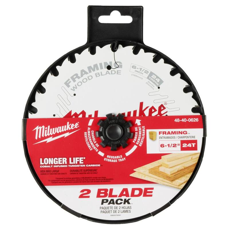 Milwaukee 6-1/2 pulgadas x 24 dientes de carburo Hoja de sierra circular para estructuras (paquete de 2) - 48-40-0626