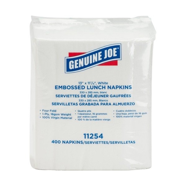 Genuine Joe Genuine Joe Luncheon Napkins, 1-Ply, 13inx11-1/4in, 400PK - GJO11254