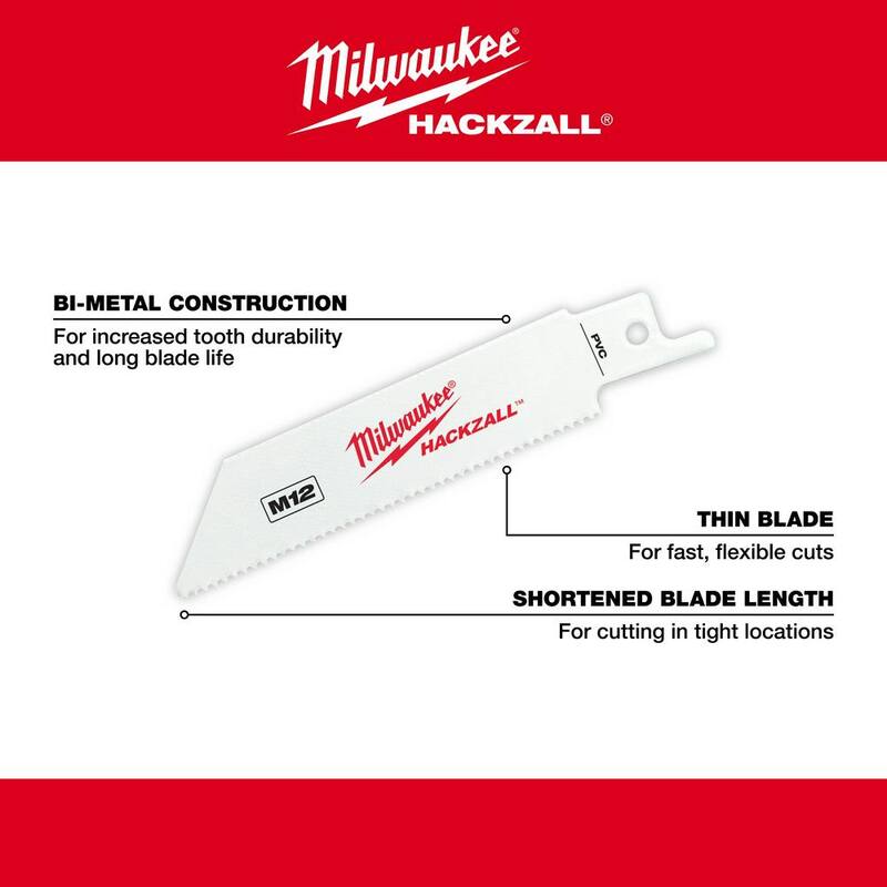 Milwaukee 4 pulgadas 12 TPI PVC Cutting HACKZALL Hojas de sierra recíproca (paquete de 5) - 49-00-5414