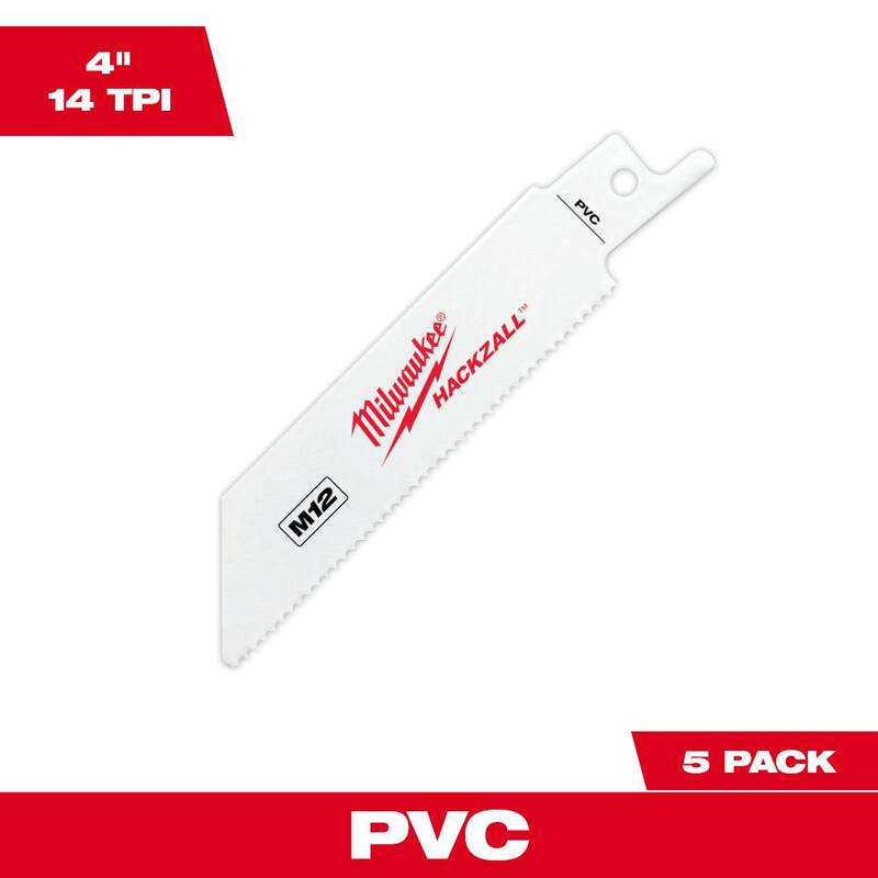 Milwaukee 4 pulgadas 12 TPI PVC Cutting HACKZALL Hojas de sierra recíproca (paquete de 5) - 49-00-5414
