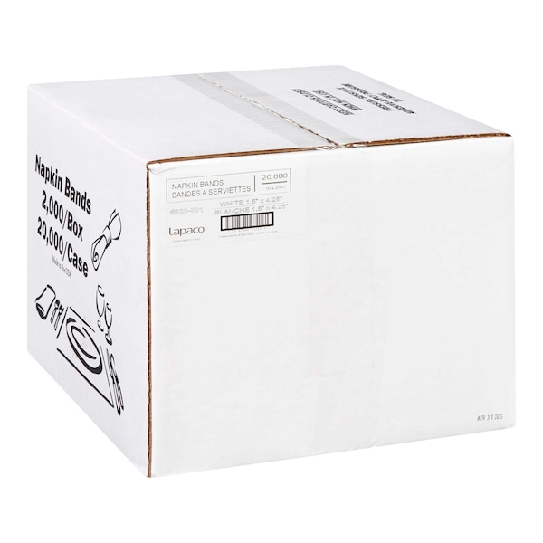 Lapaco Lapaco 1.5'' By 4.25'' White Napkin Band, PK2000 - 320-001