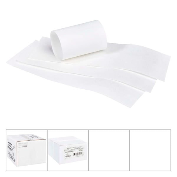 Lapaco Lapaco 1.5'' By 4.25'' White Napkin Band, PK2000 - 320-001
