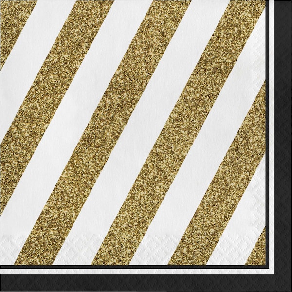 Creative Converting Black and Gold Napkins, 6.5", 192PK - 317536