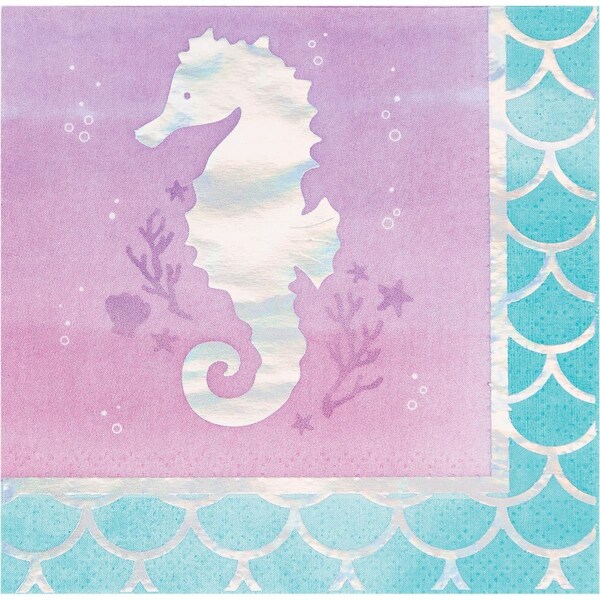 Omg Iridescent Mermaid Party Beverage Napkins, 16PK - OM1640877